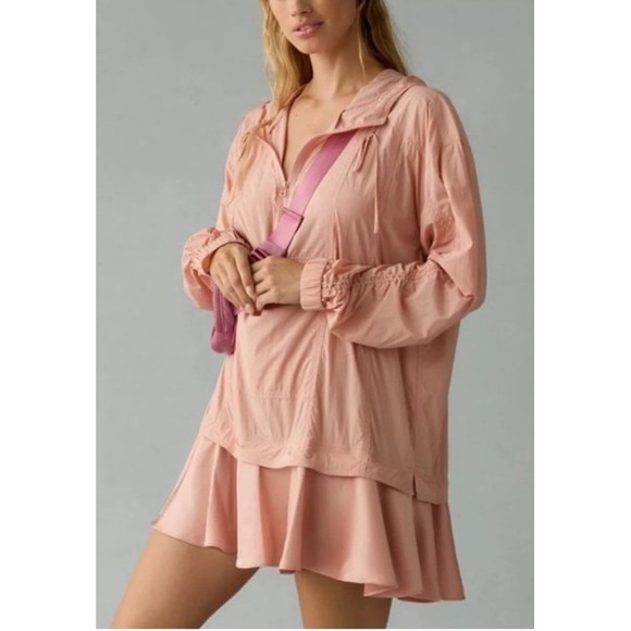 Daily Practice Half Zip Hooded Pullover Ruffled Hem Dress Anthropologie Sz M EUC - Picture 1 of 8
